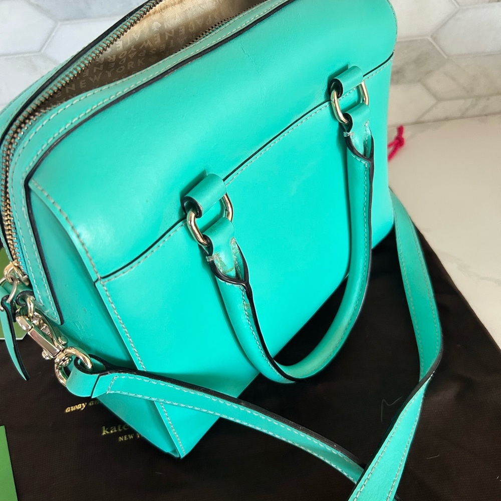 Kate Spade Turquoise Satchel with Gold Accents - Picture 6 of 9